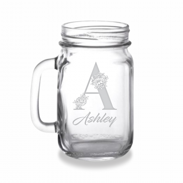 Elegance | Personalized 16oz Mason Jar with Handle